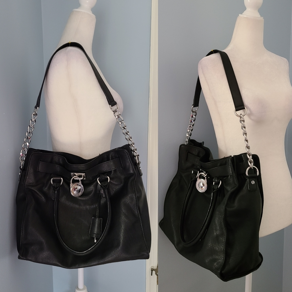 MICHAEL Michael Kors|Black Leather Hamilton Satchel Bag